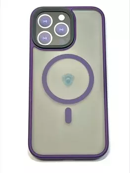 Чехол-накладка Dfansdesign Magsafe Case для Apple iPhone 14 Pro Max пластиковый прозрачно-черный (фиолетовая рамка)