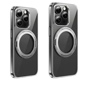 Чехол-накладка Hoco Stand Magsafe для iPhone 16 Pro Max (кольцо-держатель/пластиковый) (прозрачный)