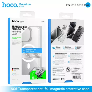 Чехол-накладка Hoco Transparent Magsafe для iPhone 15 Plus пластиковый (прозрачный)