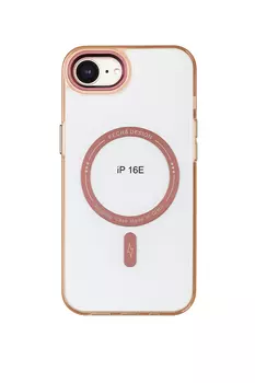 Чехол-накладка iPefet MagSafe для Apple iPhone 16e пластиковый (розовая рамка)