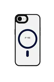 Чехол-накладка iPefet MagSafe для Apple iPhone 16e пластиковый прозрачно-черный (черная рамка)