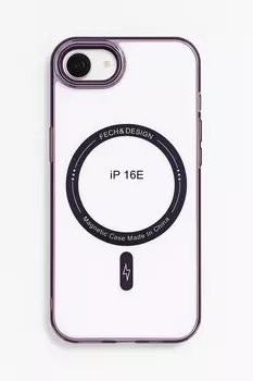 Чехол-накладка iPefet MagSafe для Apple iPhone 16e пластиковый (фиолетовая рамка)