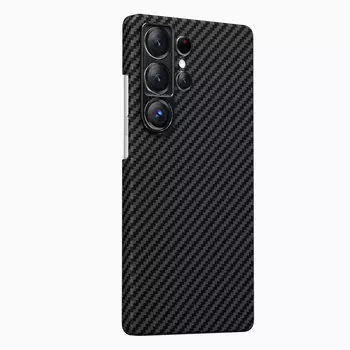 Чехол-накладка Keephone Kevilar MagSafe для Samsung Galaxy S25 Ultra карбоновый (черно-серый в полоску)