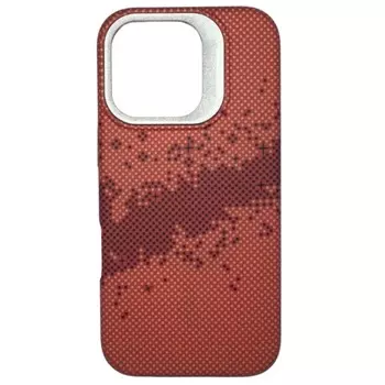 Чехол-накладка Keephone Seanova Magsafe для Apple iPhone 16 Pro Max пластиковый шахматное плетение/узор красно-оранжевый