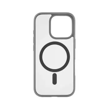 Чехол-накладка Knit Magsafe для Apple iPhone 15 пластиковый (матовый прозрачно-белый) (серая рамка)