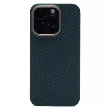Чехол-накладка Kzdoo Keivlar Case для iPhone 15 Pro Max карбоновый (черно-синий в полоску)
