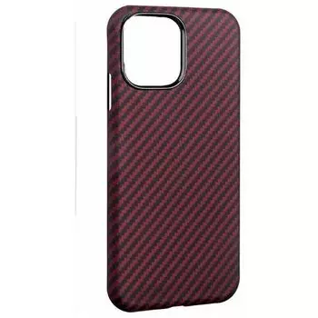 Чехол-накладка Kzdoo Keivlar Case для iPhone 14 Plus карбоновый (черно-красный в полоску)