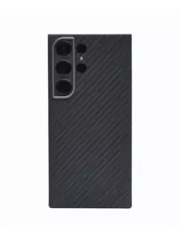 Чехол-накладка Kzdoo Keivlar Case для Samsung Galaxy S24 Ultra карбоновый (черно-серый в полоску)