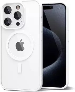 Чехол-накладка Mosbros Mag Comfortable для Apple iPhone 16 Pro Max пластиковый прозрачный (белая рамка)