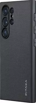 Чехол-накладка PITAKA MagCase для Samsung Galaxy S24 Ultra карбоновый (кевлар) черно-серый шахматное плетение