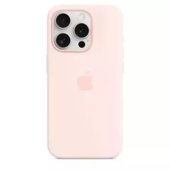 Чехол-накладка Silicone Case with MagSafe + Анимация цвета для iPhone 15 Pro Max силиконовый (светло-розовый)
