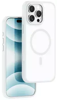 Чехол-накладка Wiwu Armor Pro Magsafe (FGG-012) для iPhone 16 Pro Max пластиковый прозрачно-белый (белая рамка)