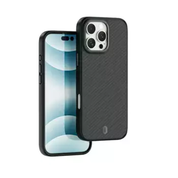 Чехол-накладка Wiwu Kevlar Case Magsafe (DCC-205) для iPhone 16 Pro Max карбоновый (черно-серый в полоску)