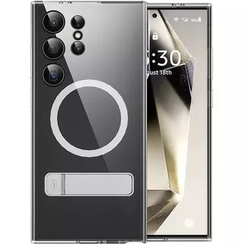 Чехол-накладка Wiwu Magsafe для Samsung Galaxy S24 Uitra пластиковый с подставкой (прозрачный)