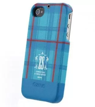 Чехол-накладка Zenus Masstige check print Bar для Apple iPhone4/4S натуральная кожа (голубой)
