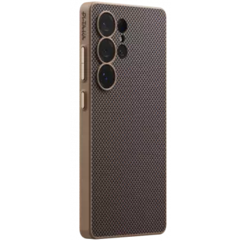 Чехол PITAKA PinButton Case для Samsung Galaxy S25 Ultra карбоновый (арамид) черный/золотой шахматное плетение