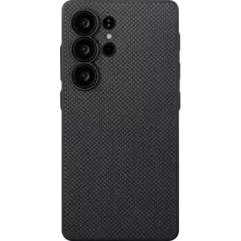 Чехол PITAKA PinButton Case для Samsung Galaxy S25 Ultra карбоновый (арамид) черно-серый шахматное плетение