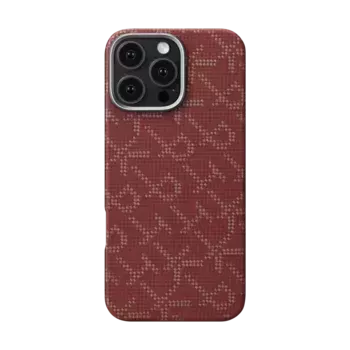 Чехол PITAKA Tactile Woven Case для iPhone 16 Pro Max карбоновый (арамид) тактильная монограмма красный/золотой