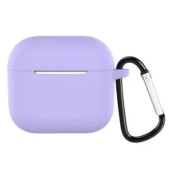 Чехол Protective Case для AirPods 4 силиконовый с карабином (лавандовый)
