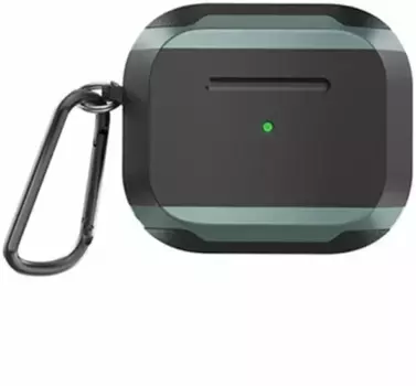 Чехол WiWU Defender Strong Metal для AirPods 3 противоударный с карабином (черный)
