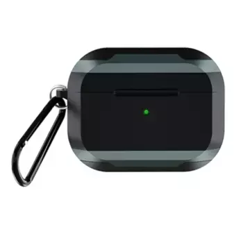 Чехол WiWU Defender Strong Metal для AirPods Pro 2 противоударный с карабином (черный/серый)