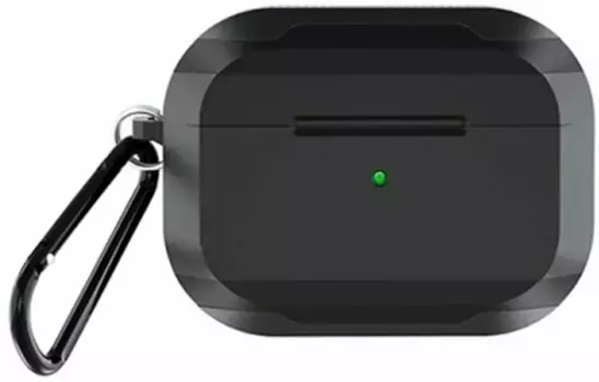 Чехол WiWU Defender Strong Metal для AirPods Pro противоударный с карабином (черный)