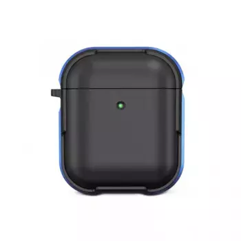 Чехол WiWU Defense Armor для AirPods 2 противоударный с карабином (черный/синий бампер)