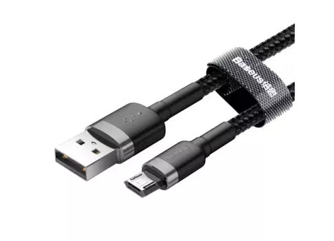 Кабель Baseus Cafule Cable 2.4A (USB) на (Micro-USB) (CAMKLF-BG1) 100см тканевая оплётка (черный)