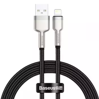 Кабель Baseus Cafule Series Metal (USB) на (Lightning) 2.4A 100см нейлоновая оплётка (CALJK-A01) (черный)