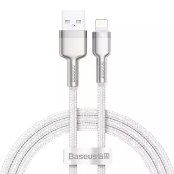 Кабель Baseus Cafule Series Metal (USB) на (Lightning) 2.4A 100см нейлоновая оплётка (CALJK-A02) (белый)