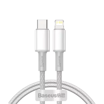 Кабель Baseus High Density Braided (Type-C) на (Lightning) 20W 100см нейлоновая оплётка (CATLGD-02) (белый)