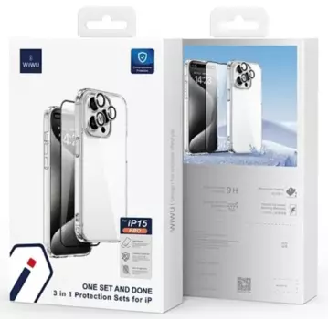 Комплект защиты 3 в 1 Wiwu (WI-IP001) для Apple iPhone 16 (чехол/стекло/стекло для камеры)