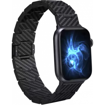 Ремешок PITAKA Retro для Apple Watch 38/40/41/42/44/45/49mm карбоновый (арамид) черно-серый
