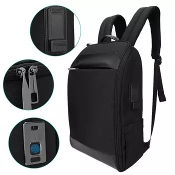 Рюкзак Wiwu Pioneer Fingerprint антивор с биометрическим замком (черный)