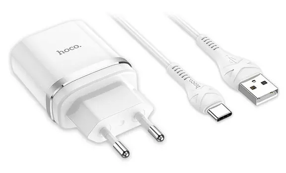 Сетевое зарядное устройство Hoco (C72Q) Quick Charger 3.0 USB 18W + кабель Type C (белый)