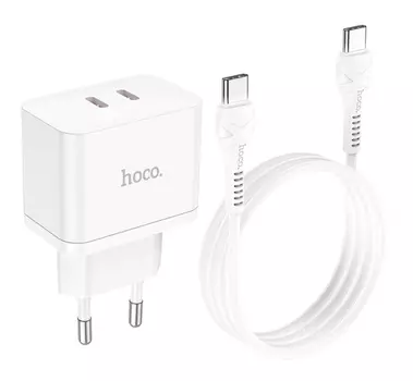 Сетевое зарядное устройство Hoco (N29) Triumph Charger PD 35W + кабель Type-C/Type-C 1m (белый)