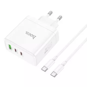 Сетевое зарядное устройство Hoco (N30) Glory USB/2xType-C PD 65W (белый)