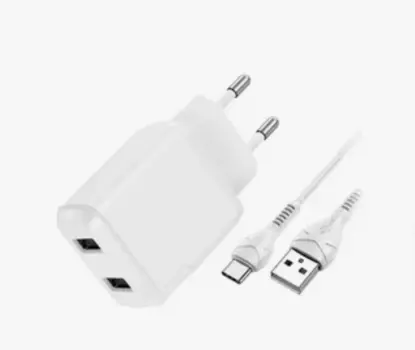 Сетевое зарядное устройство Hoco (N7) Speedy 2xUSB 10W + кабель Micro-USB 100 см (белый)