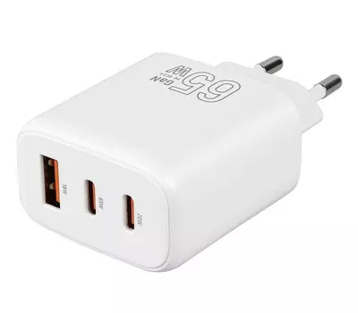 Сетевое зарядное устройство WIWU Ark GaN Fast Charger 65W USB/2хType-C (Wi-U024) (белый)