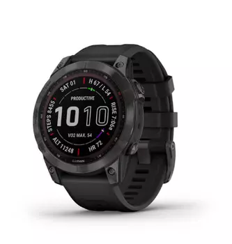 Смарт-часы Garmin Fenix 7X Sapphire Solar Carbon Gray DLC Titanium with Black Band