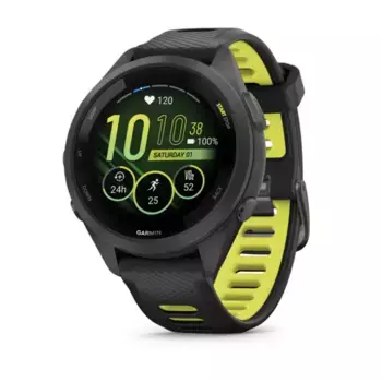 Смарт-часы Garmin Forerunner 265S Black Bezel and Case with Black/Amp Yellow Silicone Band