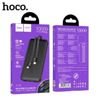 Внешний аккумулятор Hoco J118 Speed energy 10000mAh 2хUSB/Type-C/MicroUSB/кабель Lightning + Type-C (черный)