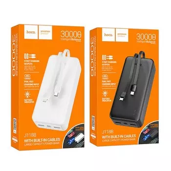 Внешний аккумулятор Hoco J118B Speed energy 30000mAh 2хUSB/Type-C/MicroUSB/кабель Lightning + Type-C (черный)