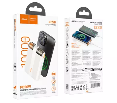 Внешний аккумулятор Hoco J127B Mecha MagSafe 10000mAh Type-C (белый)