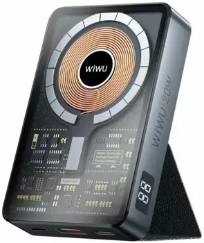 Внешний аккумулятор WiWU JC-21 MagSafe 10000mAh с подставкой/LED- дисплей (черный)