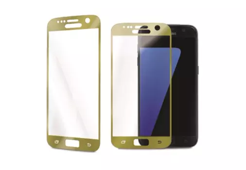Защитное стекло Glass PRO (3D) Screen для Samsung Galaxy S7 (SM-G930) цветное (золотая рамка)