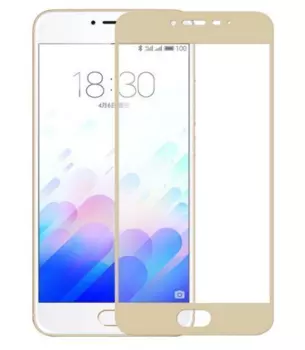 Защитное стекло Glass PRO (Full) Screen для Meizu M3s / M3 Mini цветное (золотая рамка)