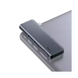 Адаптер Baseus Harmonica USB Type-C 5 в 1 Type-C х 2 USB 3.0 / SD/TF Card Slot/ PD Charging Port (Grey)