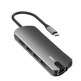 Адаптер Remax (RU-U50) 8 в 1 Docking Station USB Type-C на USB 3.0x2/Type-C/PD/SD+TF/UHD (Grey)