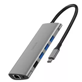 Адаптер Wiwu Alpha USB-C 11 в 1 на 3хUSB 3.0/Type-C/SD/2хHDMI/Micro SD/RJ45/Stereo/VGA (Grey)